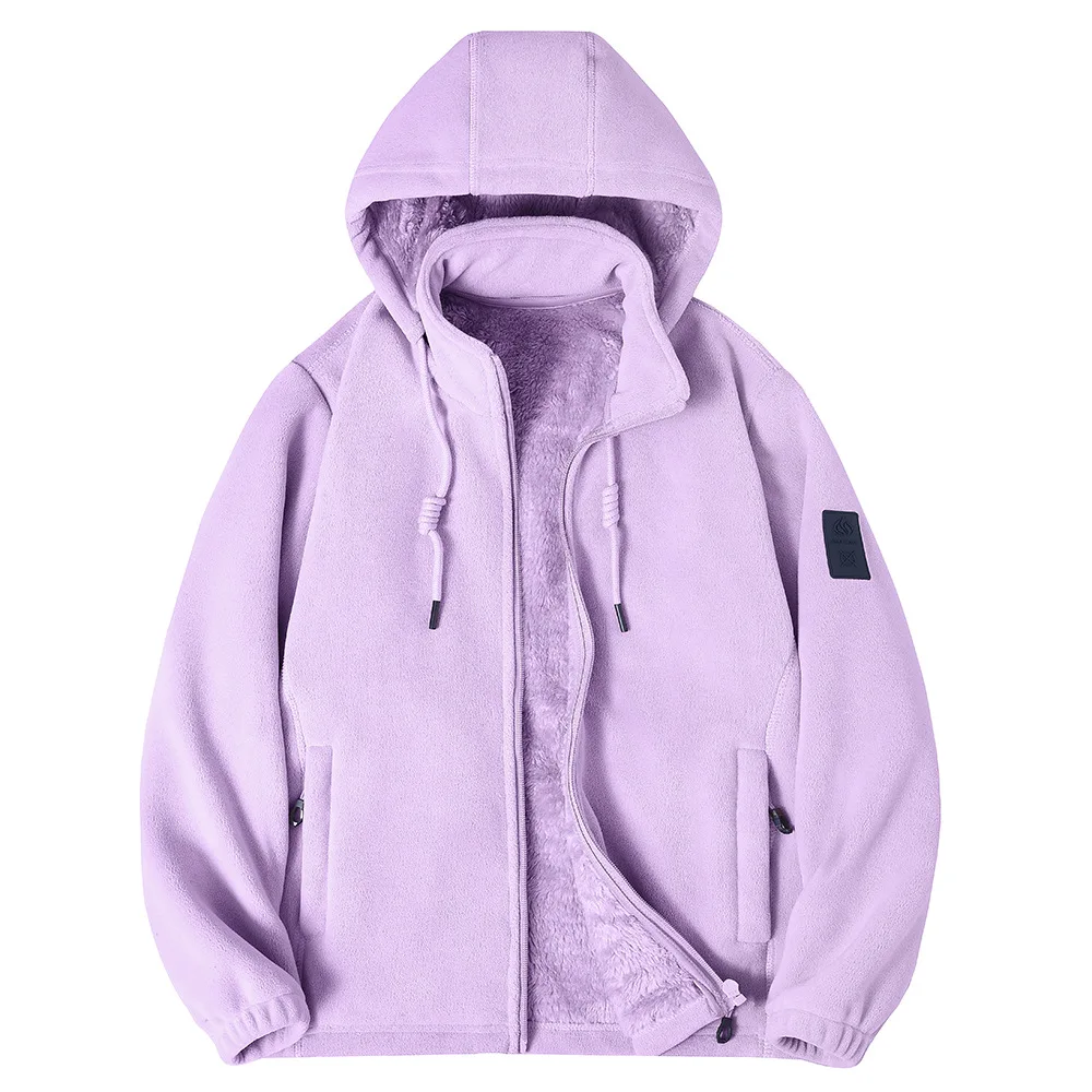 جديد الخريف والشتاء الدافئة والباردة واقية مقنعين الصوف مبطن سميكة الصوف سترة للجنسين معطف الصوف القطبي #2