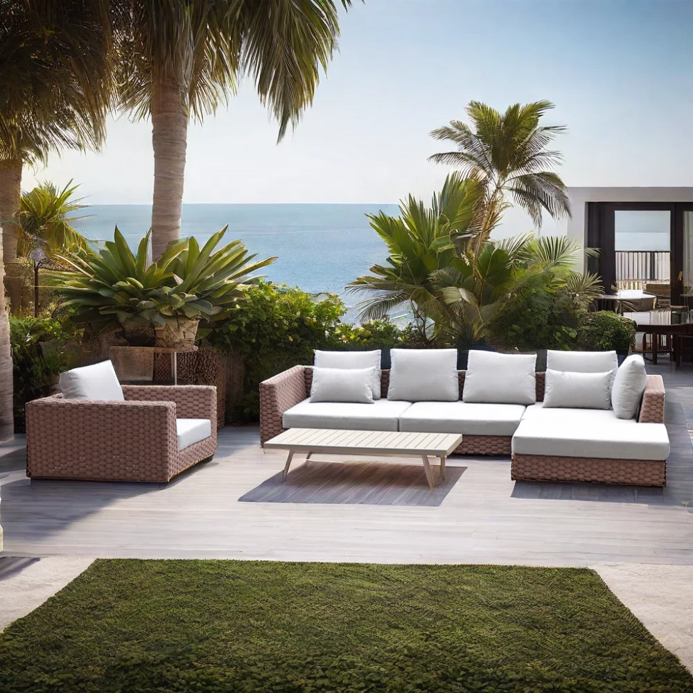 

Modern L-Shape Sofa Set Cheap Rattan/Wicker Conversation Furniture Hotels Outdoor Garden Hotel Outdoor Couch