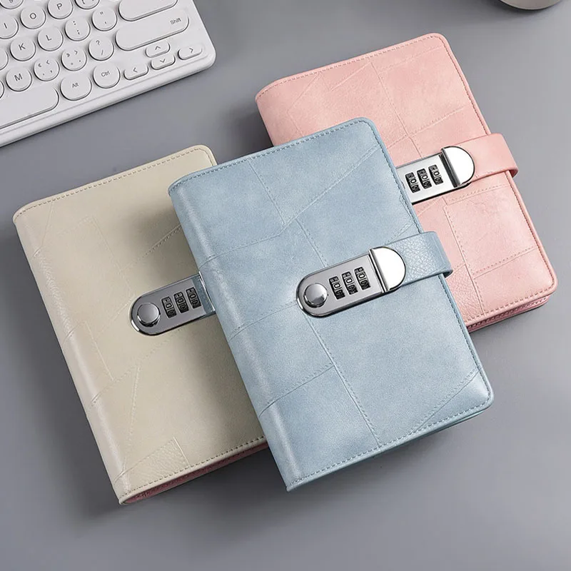 

A6 Password Lock PU Leather Binder, Creative Budget Planner with Cash Envelopes & Stickers
