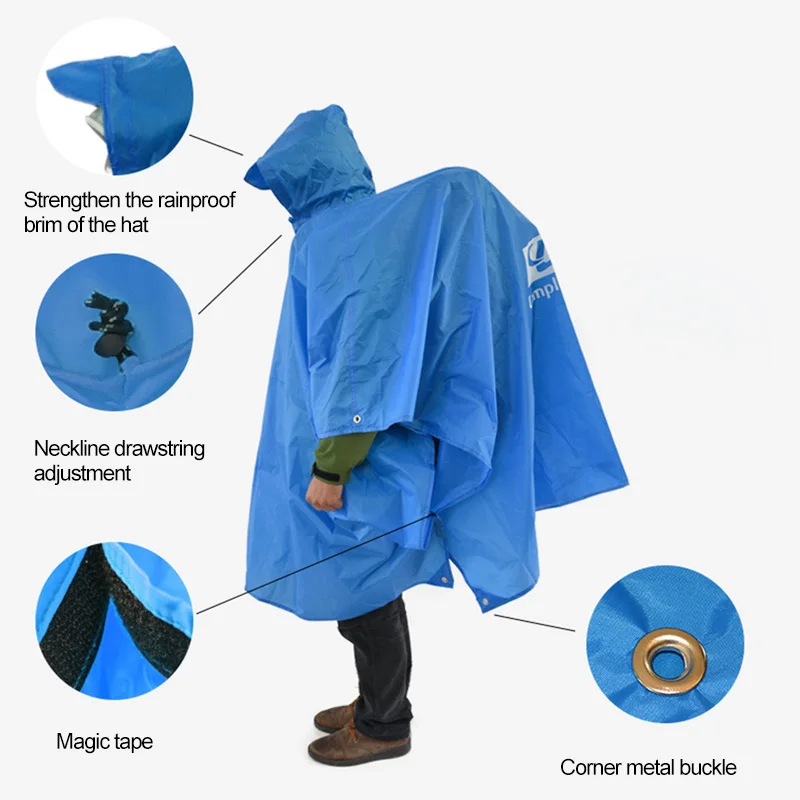 Chubasquero 3 en 1 para exteriores, Poncho de lluvia largo impermeable con capucha, cubierta para lluvia para motocicleta, Camping, senderismo, viaje, tienda impermeable