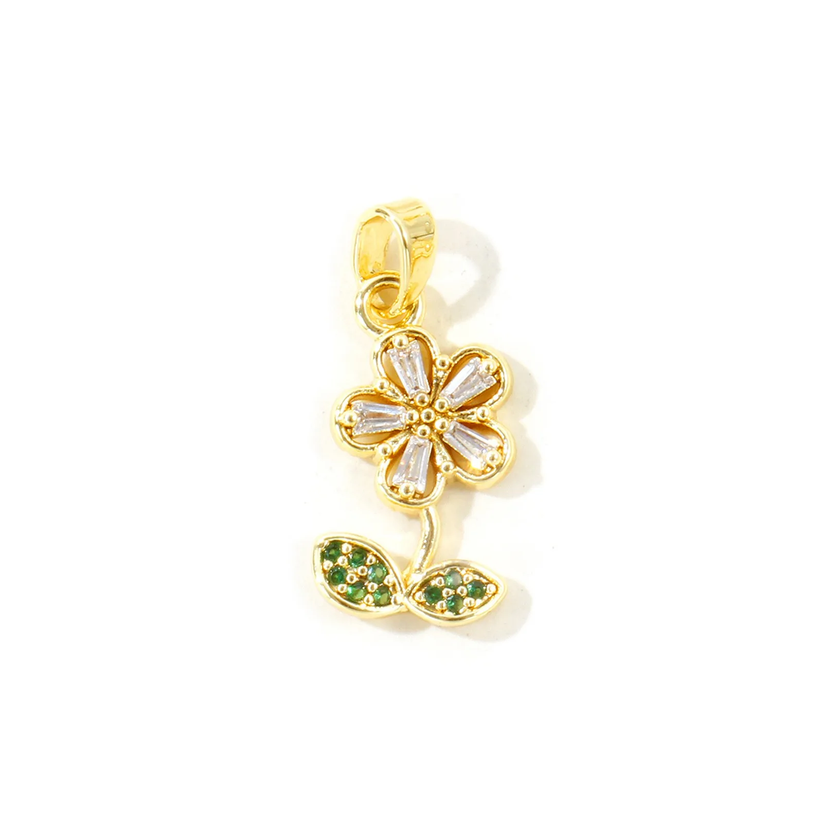 2 Stück Mini-Blumen-Schmetterlings-Libellen-Anhänger aus Zirkonia, 18K vergoldetes Messing, Anhänger für DIY-Halsketten, Schmuckherstellung, Großhandel – Detail 2
