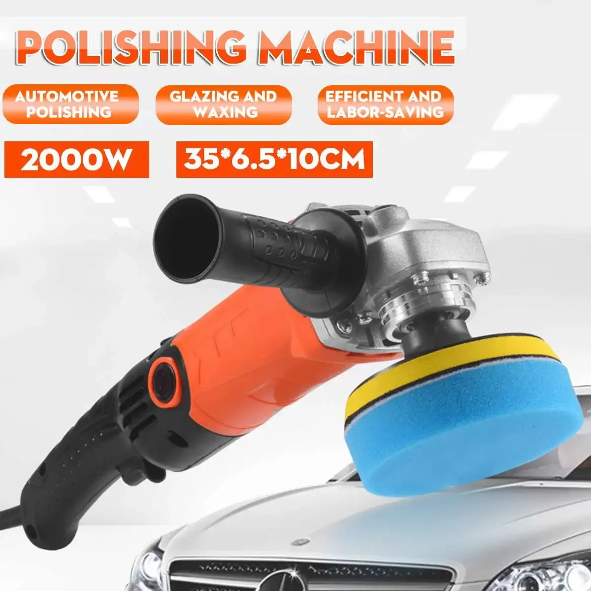 

Adjustable Speed 2000W 220V Car Electric Polisher Machine Polisher Waxing Machine Auto Furniture Polishing Tool Grinding Machine