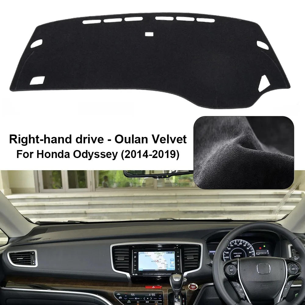 Capa de flanela para painel de carro, para honda odyssey 2014-2019, tapete para painel, carpete, anti-uv, acessórios para interior de automóveis