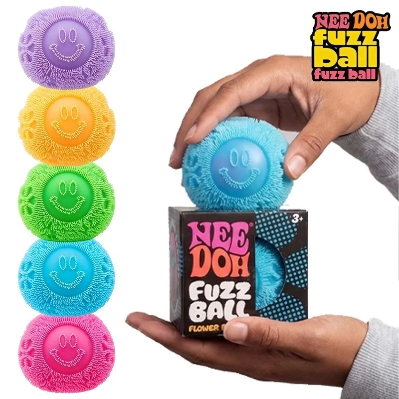 Needoh Flower Series Fuzz Ball Flexible Bumpy Surface Squeeze Ball Stretchable Stress Relief Fidget Ball For ADHD Sensory Play