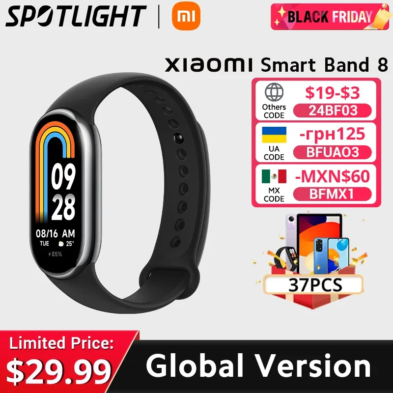 [World Premiere] Global Version Xiaomi Mi Band 8 Blood Oxygen Fitness Traker Waterproof 1.62 AMOLED Screen Smart Band