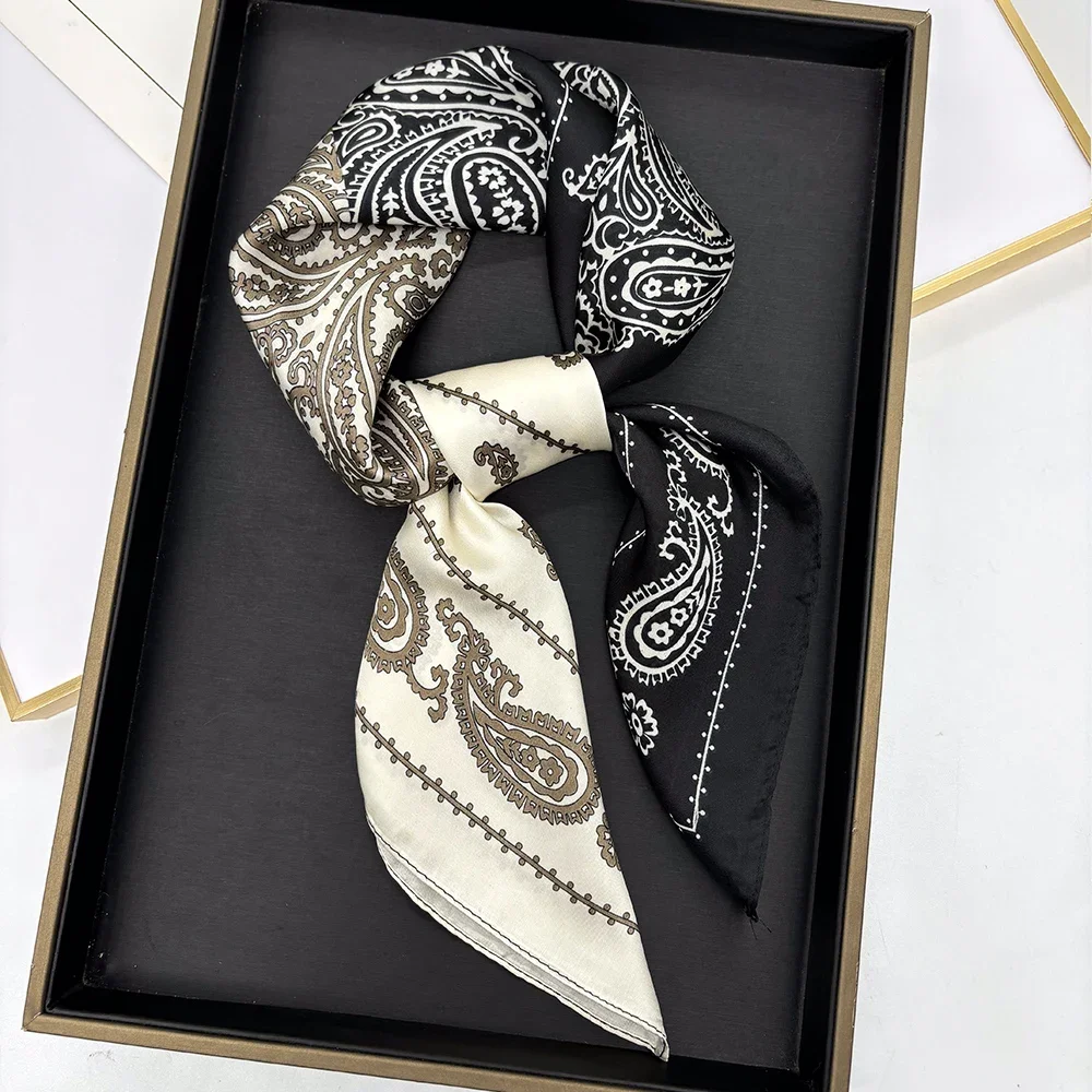 2024 Horse Print Female Silk Neck Scarf Square Hair Scarves Foulard Head Band Shawls Wraps Neckerchief Bandana Women