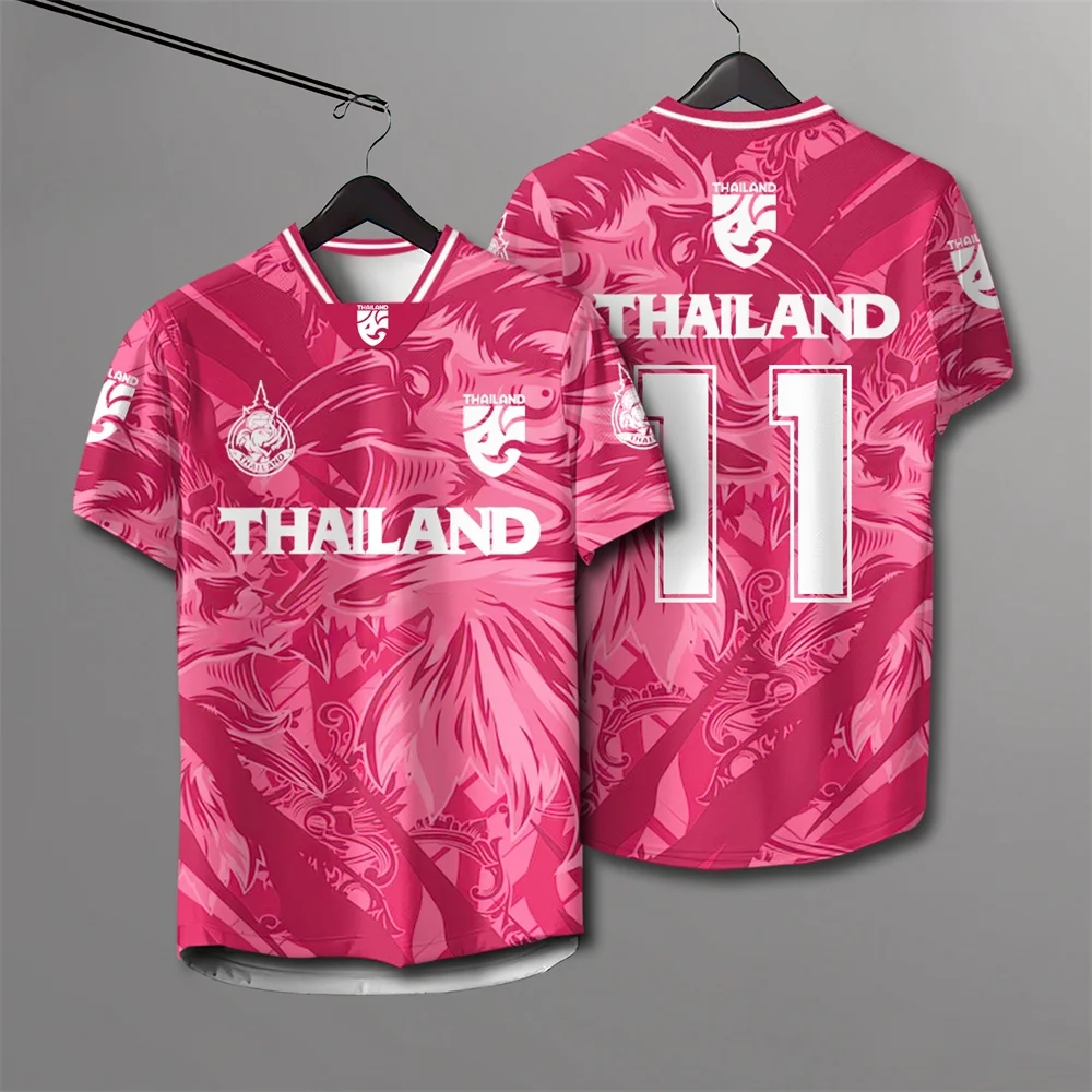 Fußballtrikot der thailändischen Nationalmannschaft Nr. 11, abstraktes Splash-All-Over-Print-Schnelltrocknungs-Oberteil, Y2K-Retro-Vibe, Athleisure-Alltagsoutfit – Detail 6