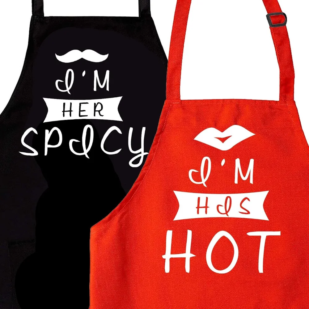 2 Stück lustige Schürzen für Paare, Geschenkideen für ihn und sie, Küchen-Kochset, Geburtstag, Hochzeit, Jahrestag, Brautparty, Partyzubehör – Detail 3