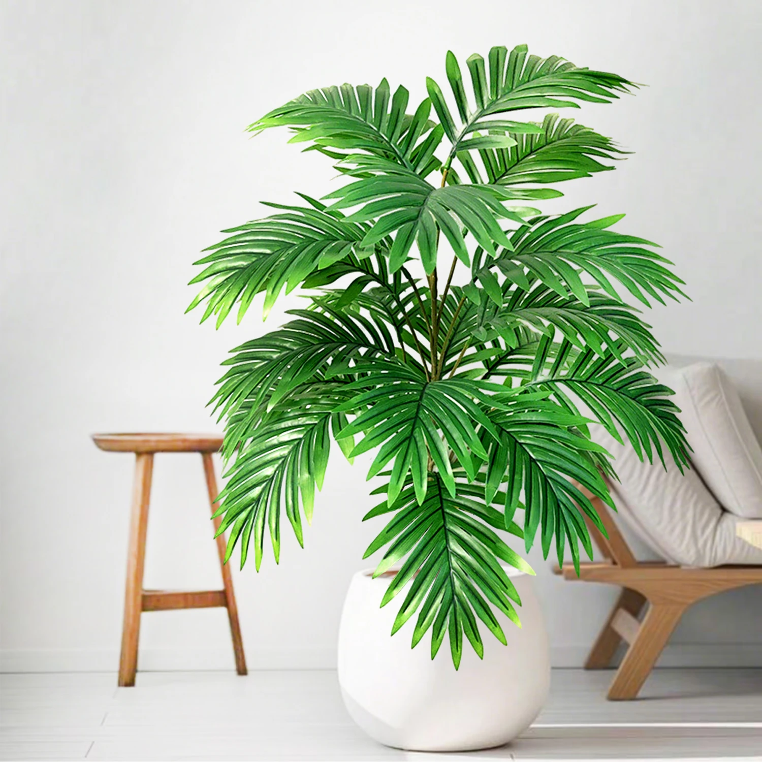 52-125cm/49.2in  Artificial Palm Tree Tropical Fake Plant Green Plastic Palm Leaf Branches Suitable for Home Garden Decoration