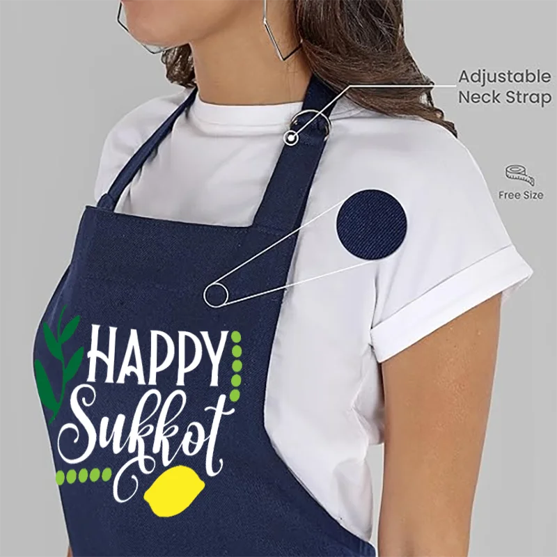 Sukkot Chef Apron Cotton Kitchen Apron for Cooking Baking Happy Sukkot Jewish Holiday Jewish Feast of Tabernacles Supplies Gifts