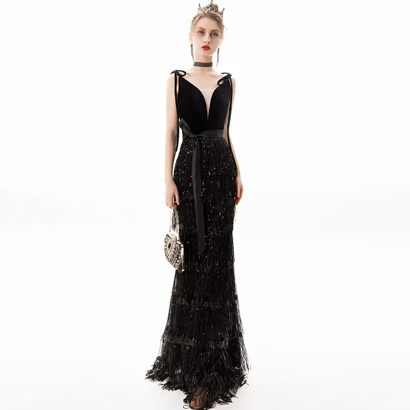 

Elegant Simple Women's Evening Gown New Style Party Hostess Fashionable Wedding Dress Female Model Photography Costume
