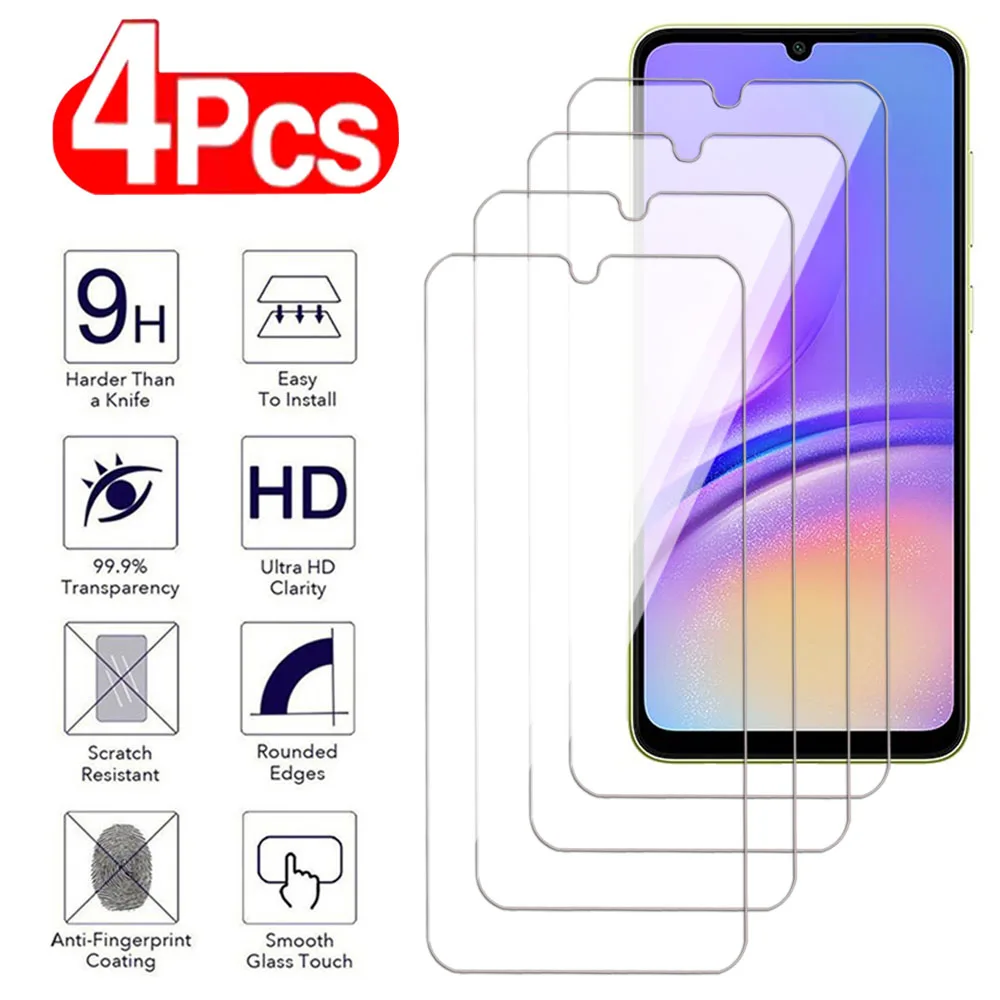 4Pcs Tempered Glass For Samsung Galaxy A05 A15 A25 A35 A55 Screen Protector A04 A14 A24 A34 A54 F04 F14 F34 F54 Protective Film