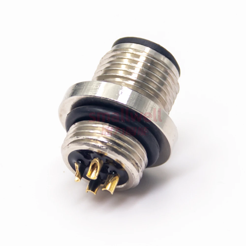 M12 4-core A-pin panel installation socket board front installation unshielded welding board size M12x1.0