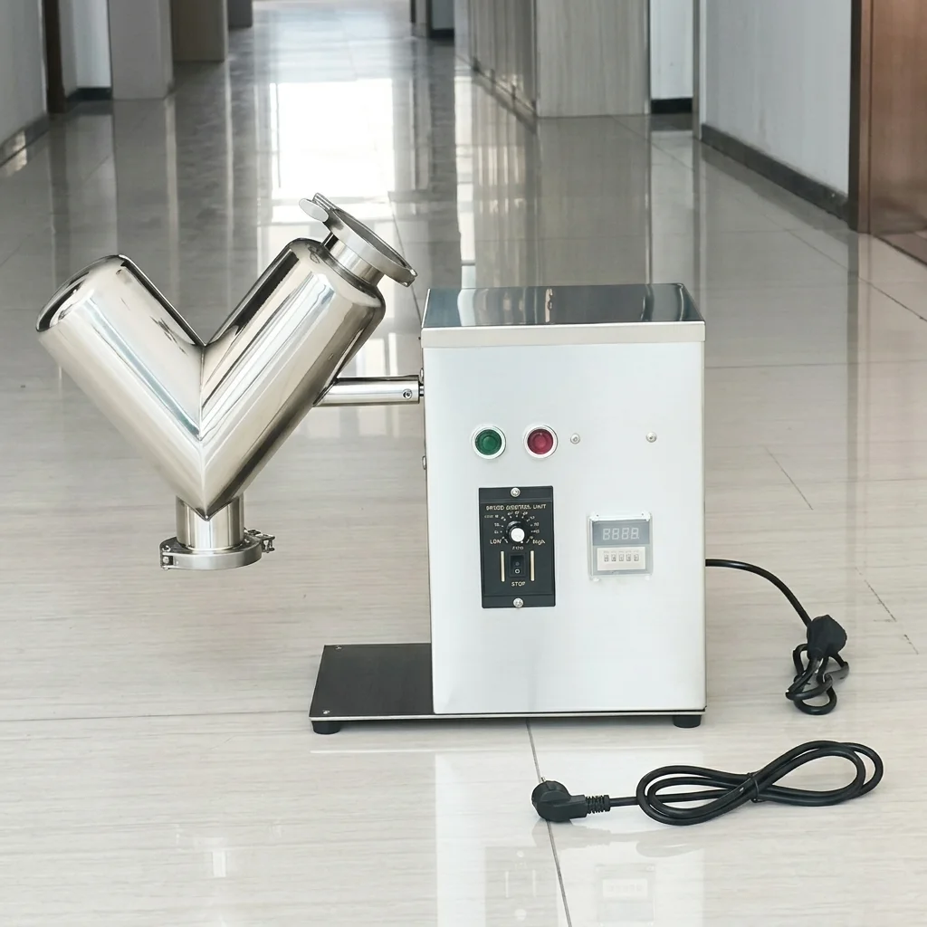2L V-Type Powder Mixer Machine High Efficiency Laboratory Dry Powder Blender for Pharmaceutical Food Chemical Mixing 110V/220V