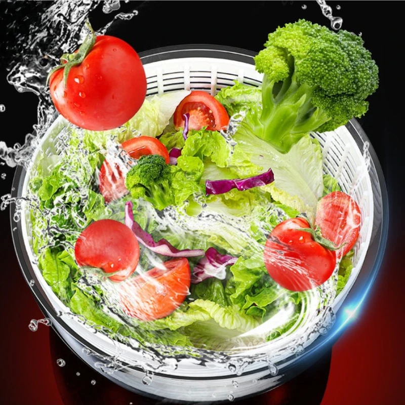 6L Fruit Vegetable Dehydrator,Hand Crank Rotating Drain Basket,Fruit Spin Dryer,Salad Fast Water Removal Kitchen Tool