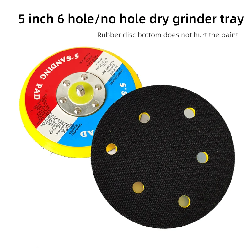 Pneumatic Dry Grinder Tray 5 Inch 6 Holes 125mm Disc Base Sandpaper Machine Round Self-adhesive Suction Cup Accessories new arrival grinding small machine stainless steel electric automatic coffee grinder for sale