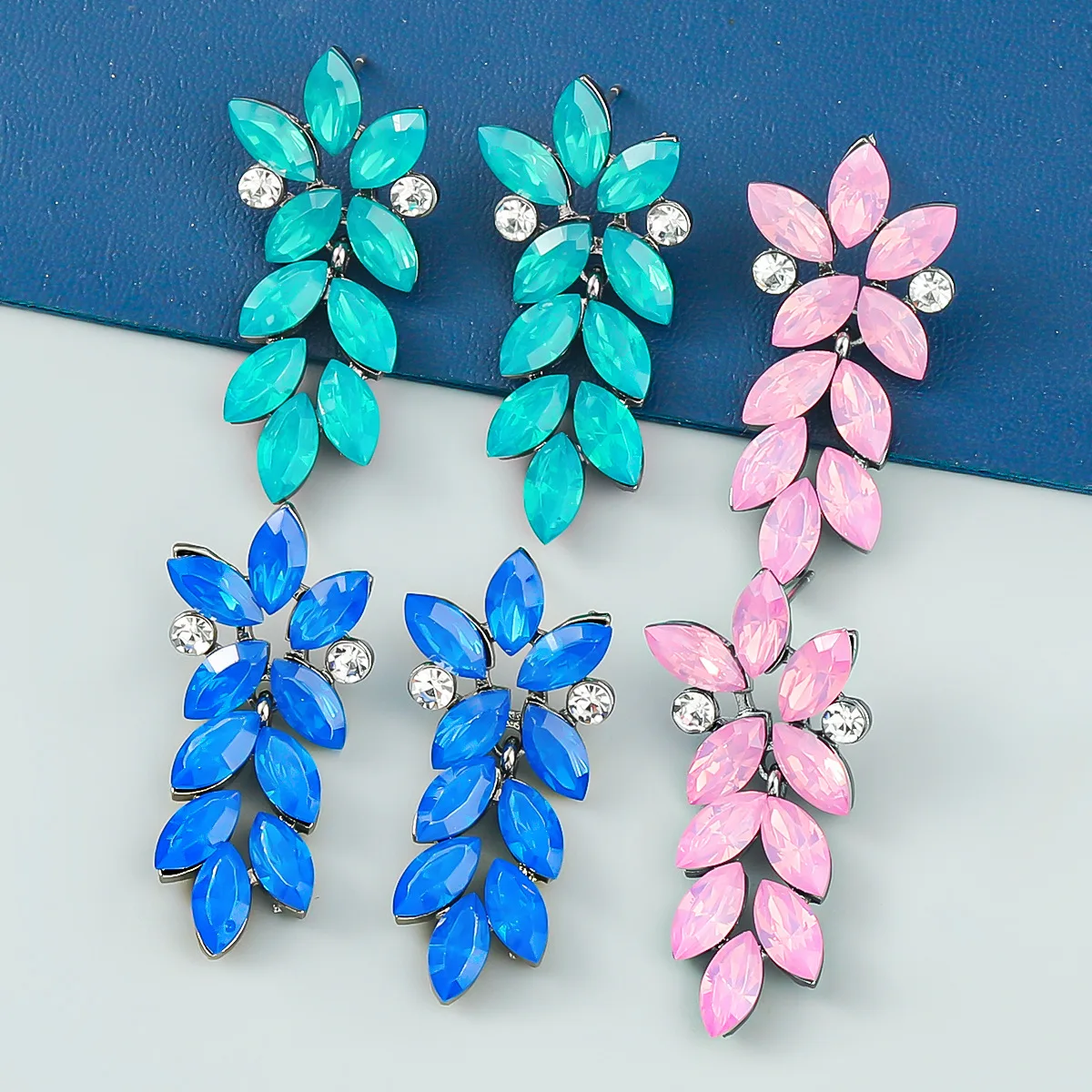 Multi Style Women Statement Stud Earrings Colorful Zircon Crystal Earrings Banquet Jewelry Accessories