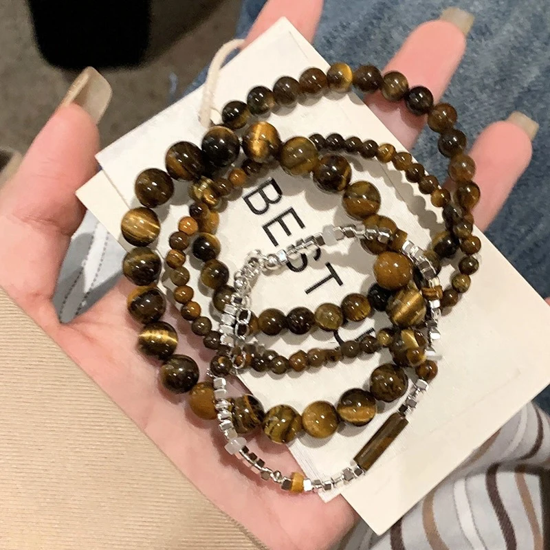 

PAPERPLUS Tiger Eye Stone Bracelet for Women Korean Fashion Charm Jewelry Affordable Stylish Design for Siblings 2025