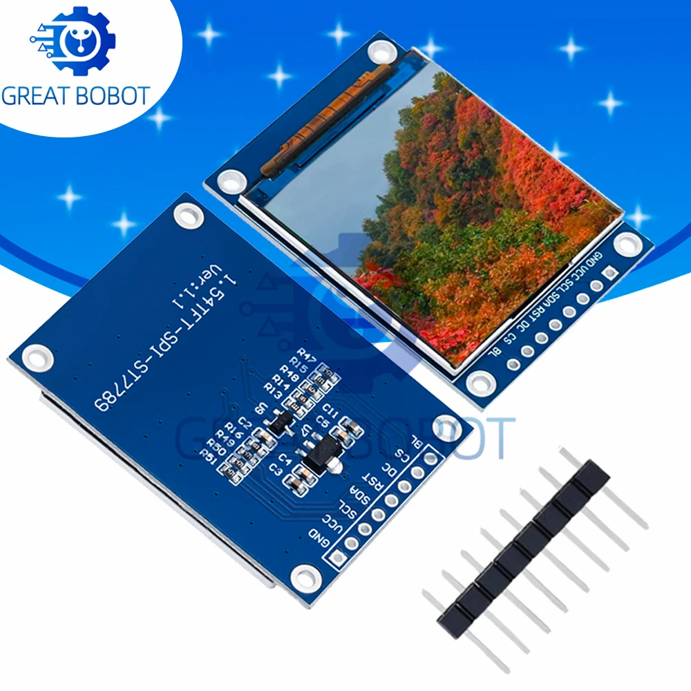 1-2PCS 1.54 Inch (1.54") Full-Color TFT IPS LCD Module: 240x240 HD, ST7789 Driver, SPI Interface – For Arduino