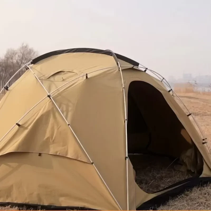 Large Family Camping Tent Waterproof Canvas Shelter Aluminum Pole Four Season Outdoor Hiking Tent Spacious Interior Durable