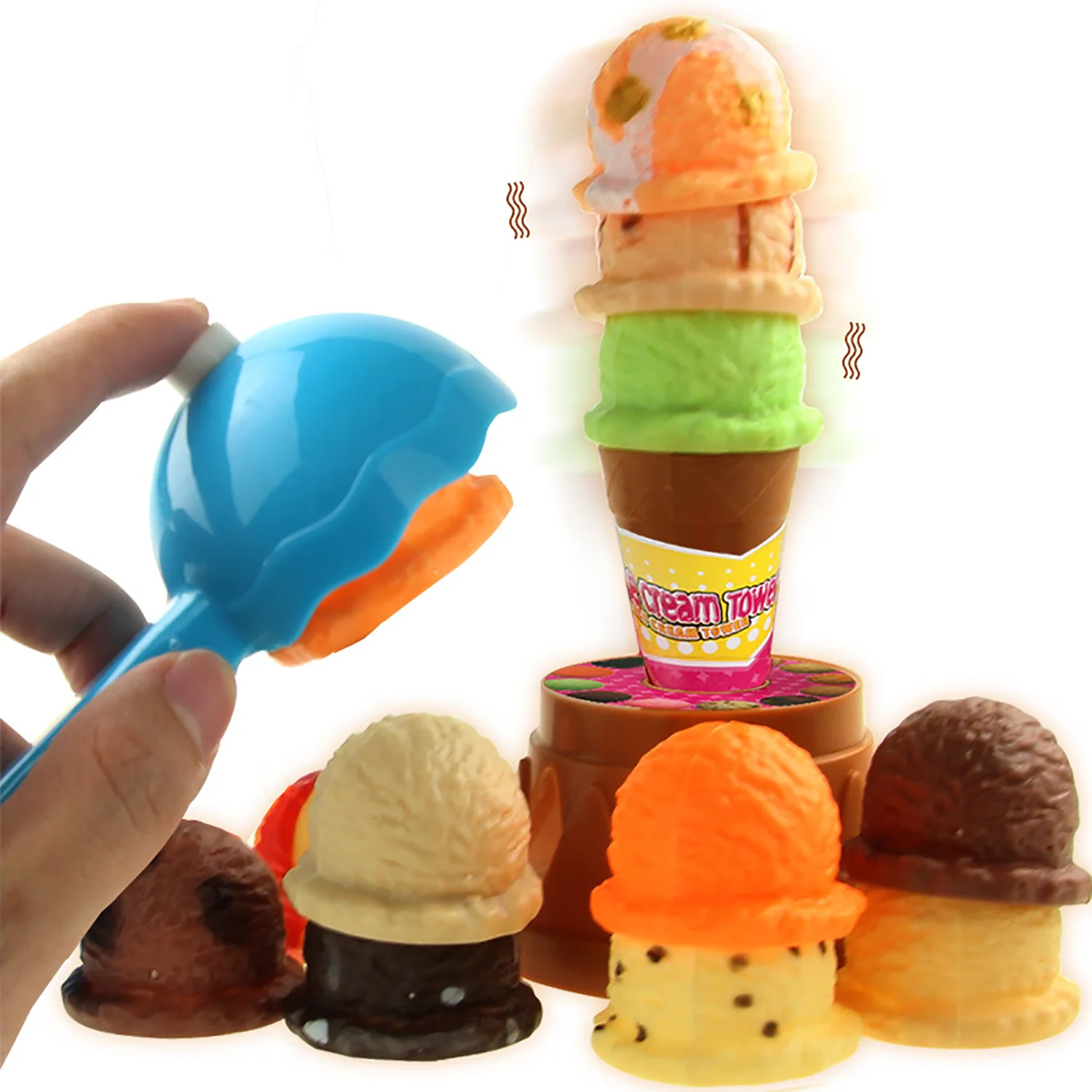 Casa impilabile per gelato per bambini, gioco da tavolo interattivo per la coordinazione occhio-mano, giocattolo puzzle per l'educazione precoce