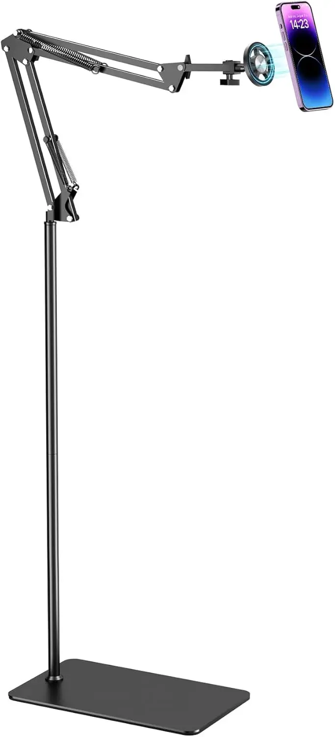 

Adjustable Magnetic Floor Phone Stand for Bedside Viewing, 360° Rotation & Weighted Base
