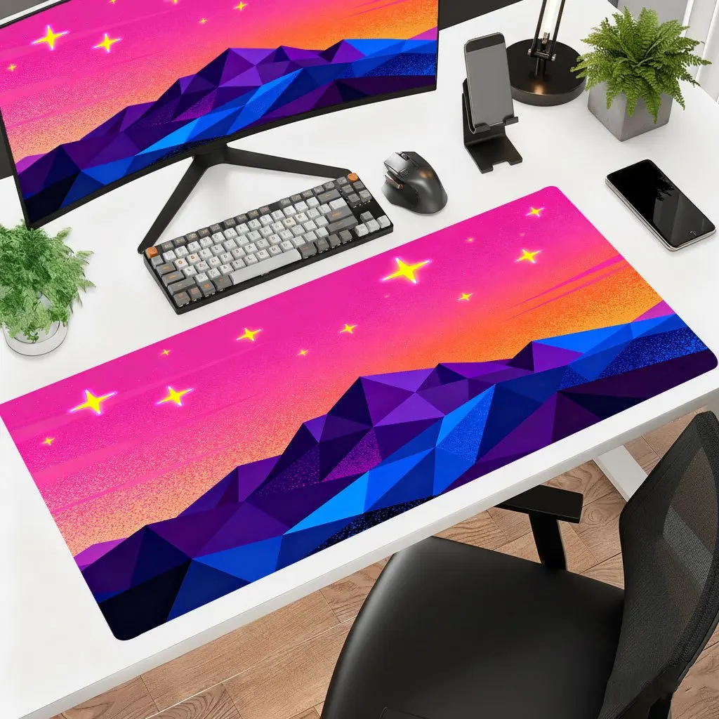 Iron Decor Pop Art Neon Sunset Mouse Pad Non Slip Rubber Washable HD Print Desk Mat For Gaming Office Laptop Multiple Sizes