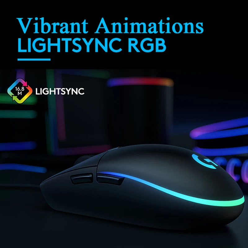 لوجيتك G102 لايت سينك 2nd الجنرال الألعاب ماوس 6 أزرار 8000 ديسيبل متوحد الخواص السلكية الألعاب ماوس RGB الخلفية الألعاب للكمبيوتر