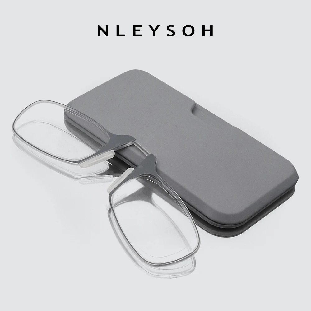 NLEYSOH Reading Glasses Man Woman Armless Nose Clip Slim Pocket Wallet Case Readers Magnifying +1.0 to +3.5 Gafas Lentes