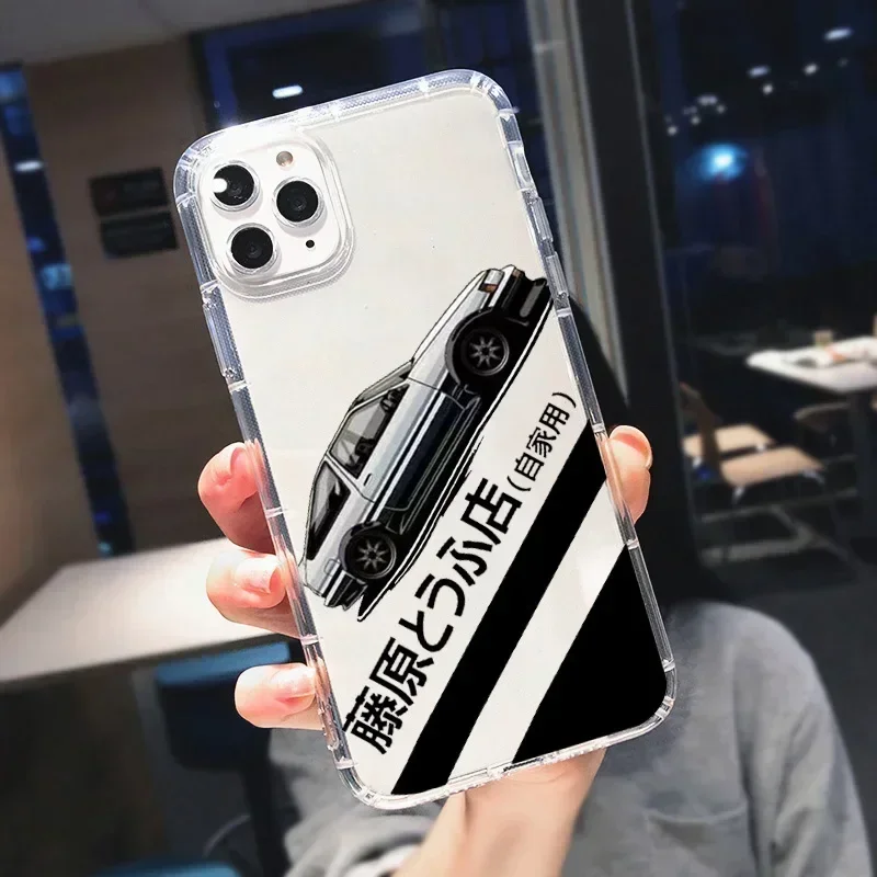 Japan Classic Comic Initial D Phone Case for iPhone 16 15 13 11 12 14 Pro Max 13Mini 15 Plus SE JDM AE86 Soft Transparent Cover