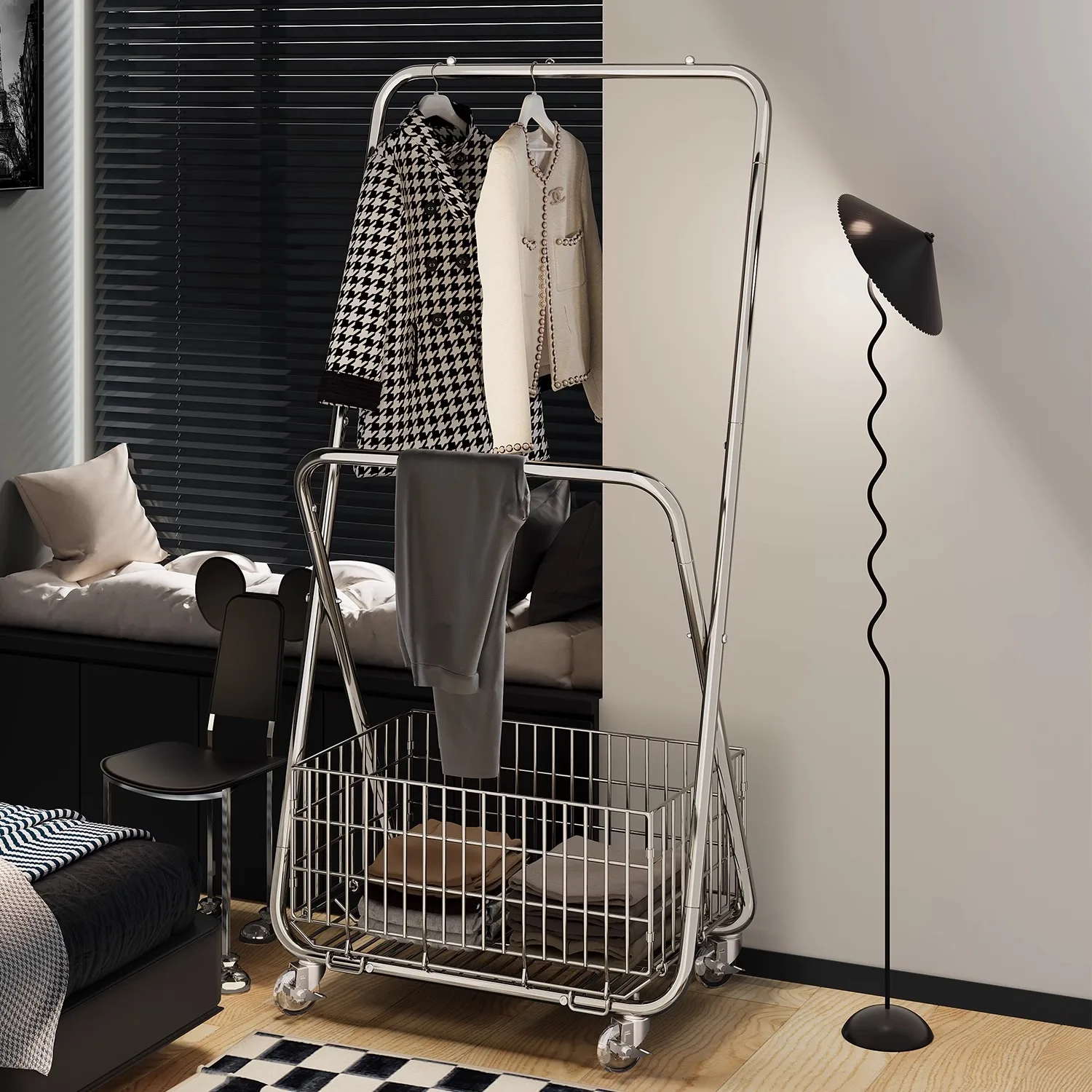 

Hanger removable floor hanger bedroom overnight hanger does not take up space simple coat rack balcony drying rack