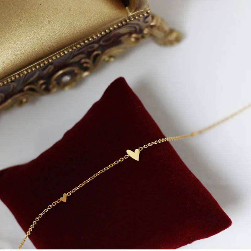 Minimalist Stylish Tiny Hearts Cute Stacked Choker Necklace Stainless Steel Gold Plated Chain Ladies Women Fashion Delicate Gift