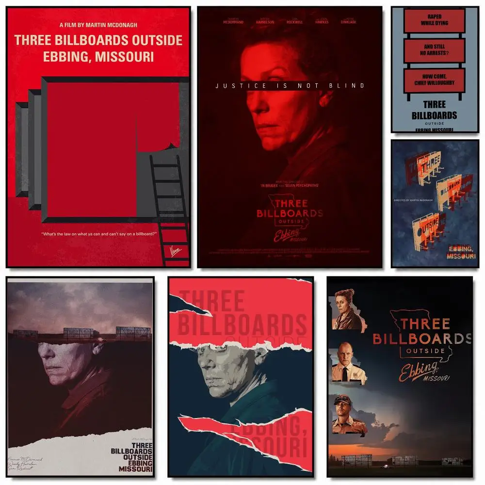 classic movie T-Three Billboards Outside-E Poster Removable Wall Sticker for Home Cafe Bar Office Interior Decor