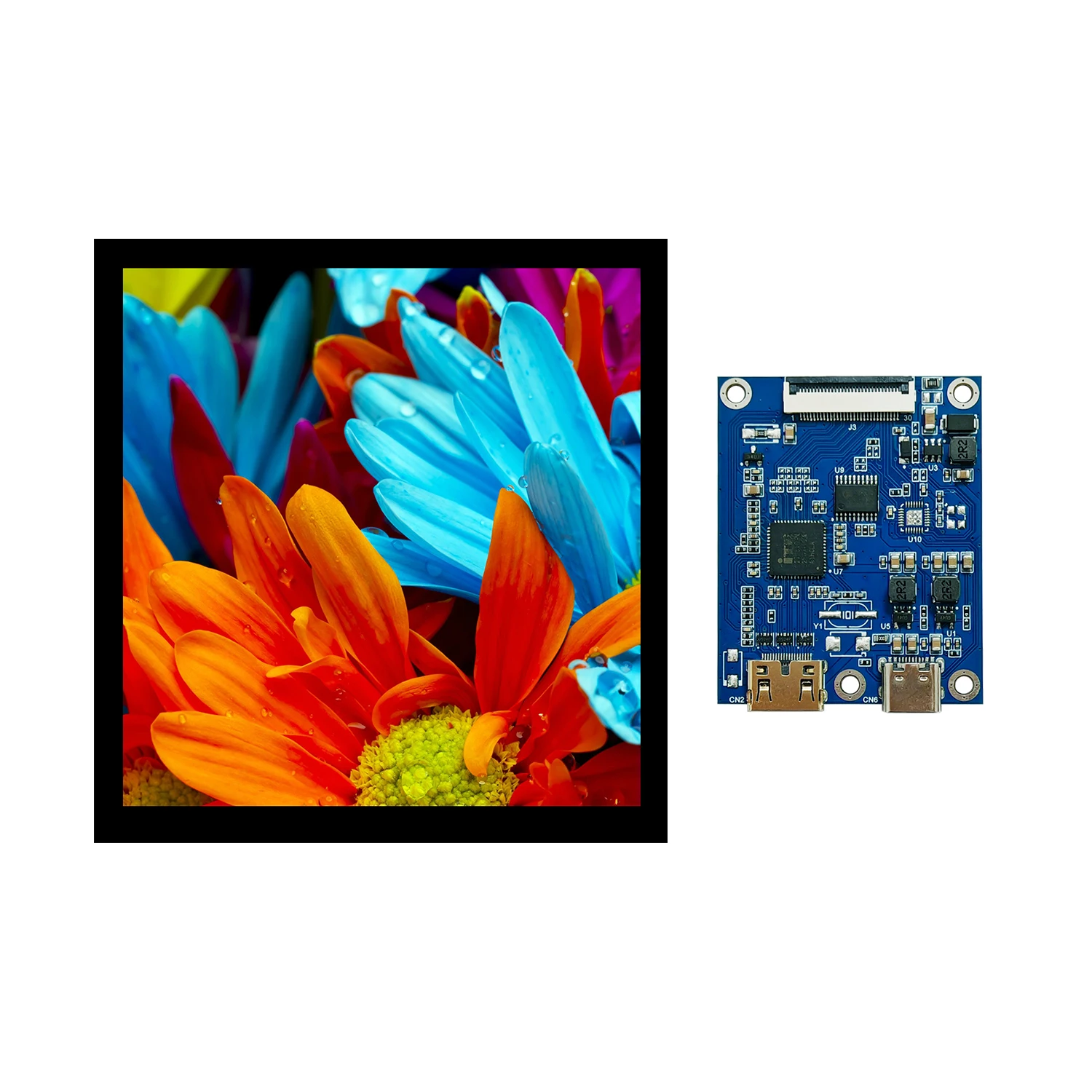7.6 Inch Square TFT Display LCD Screen 1200x1200 Resolution High Brightness 1000nits With Touch Panel HDMI Driver Board
