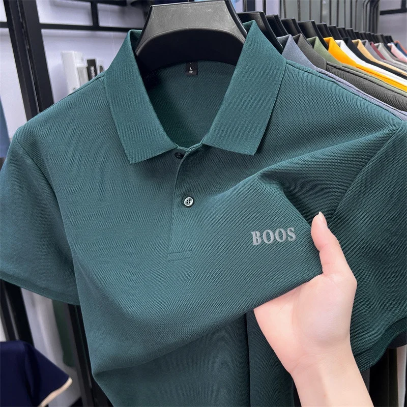 100% Baumwolle Hochwertige Herren Kurzarm-Poloshirts mit Kragen und Knöpfen Buchstabendruck Mehrere Farboptionen Meistverkaufte Herrenbekleidung – Detail 38