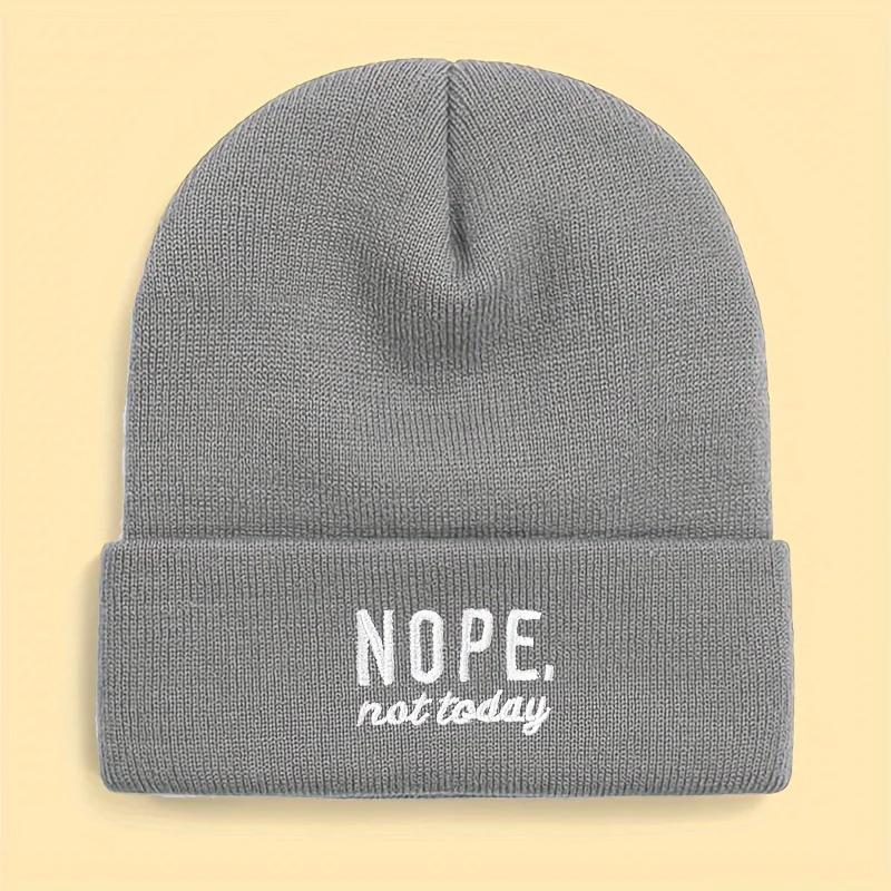 Unisex NOPE Embroidered Knit Beanie, Outdoor Fashion Breathable Knit Cap for Men and Women, Multiple Colors Available