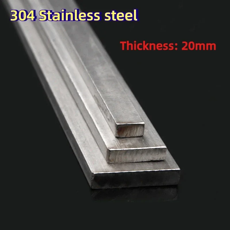 1Pc Length 100/200/300/500mm 304 Stainless Steel Flat Bar Flat Plate Sheet Thickness 20mm Width 20/25/30/40/50/60/80mm