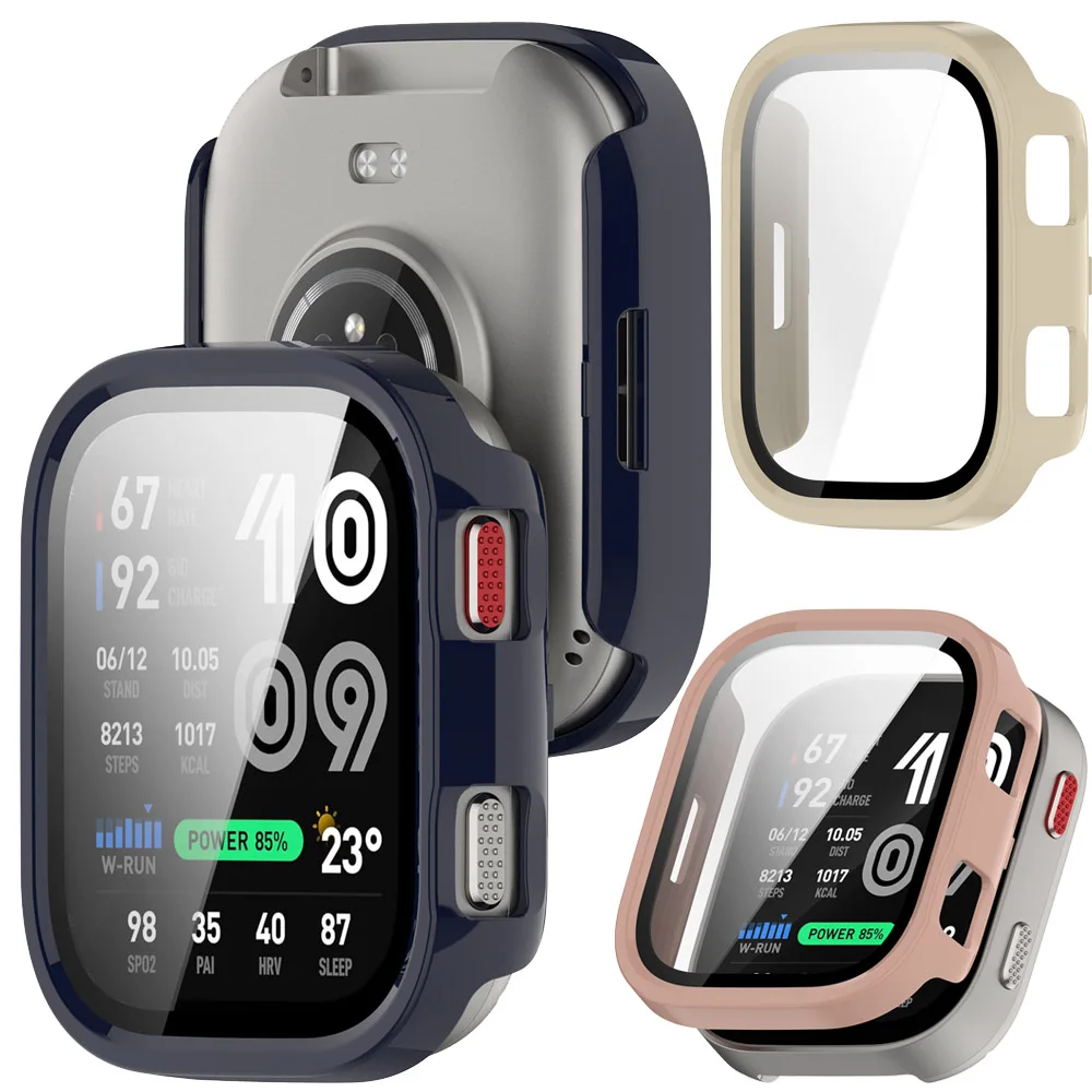 Glass+Case For Amazfit Bip Max All-Around Screen Protector Shell Hard Bumper PC Cover For Amazfit Bip Max Smartwatch Accessories