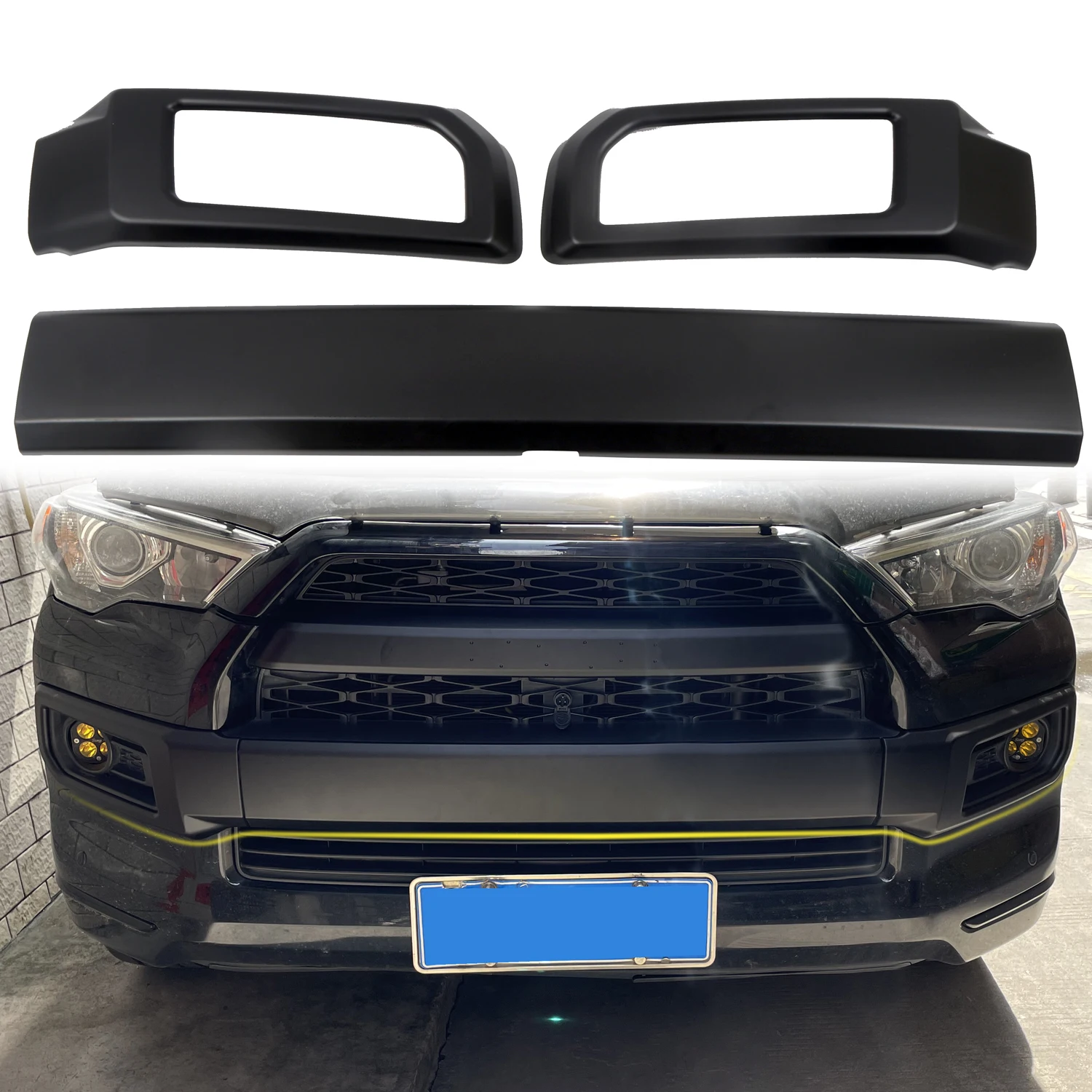 For Toyota 4Runner Limited 2014 2015 2016 2017 2018 2019 Car Accessories Exterior Front Bumper Plate Trim Cover 3pcs