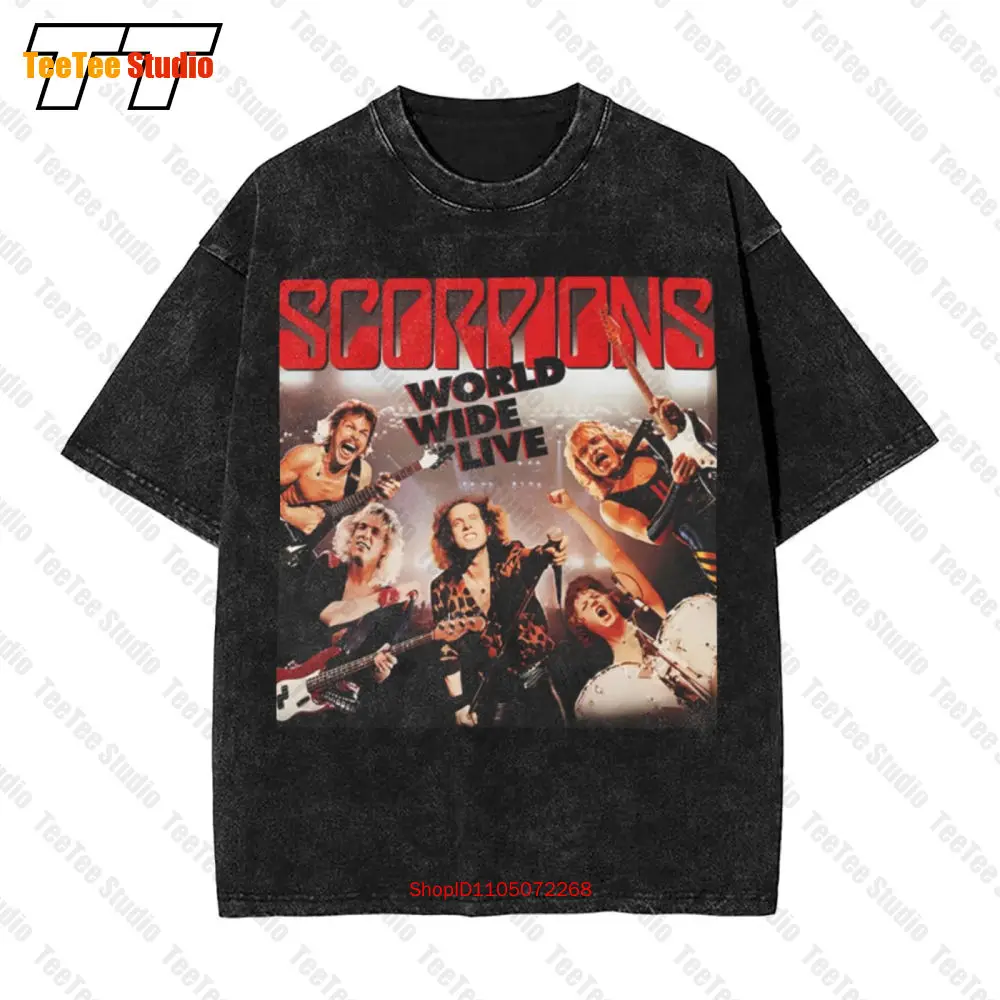 

Новая черная винтажная футболка большого размера Scorpions World Wide Live GE7J