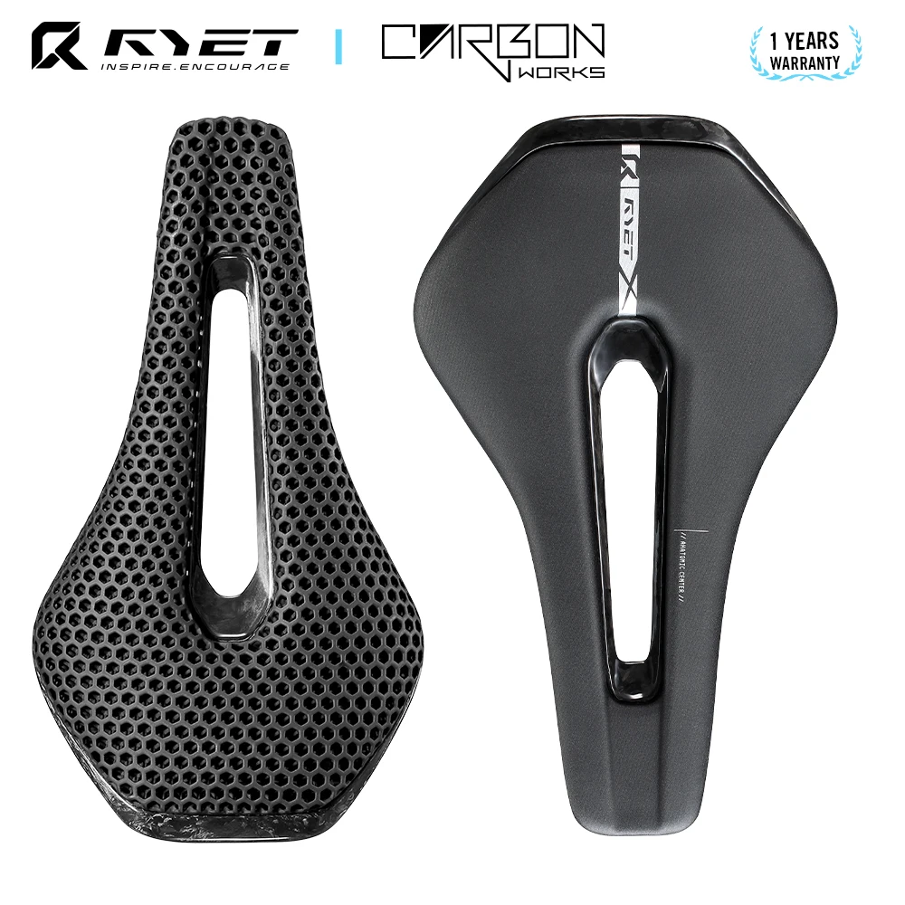 

RYET Full Carbon Bike Saddle 3D Printed or VCM Foam 135mm 145mm 155mm Wide Ultra Lightweight for Road MTB Gravel Cycling