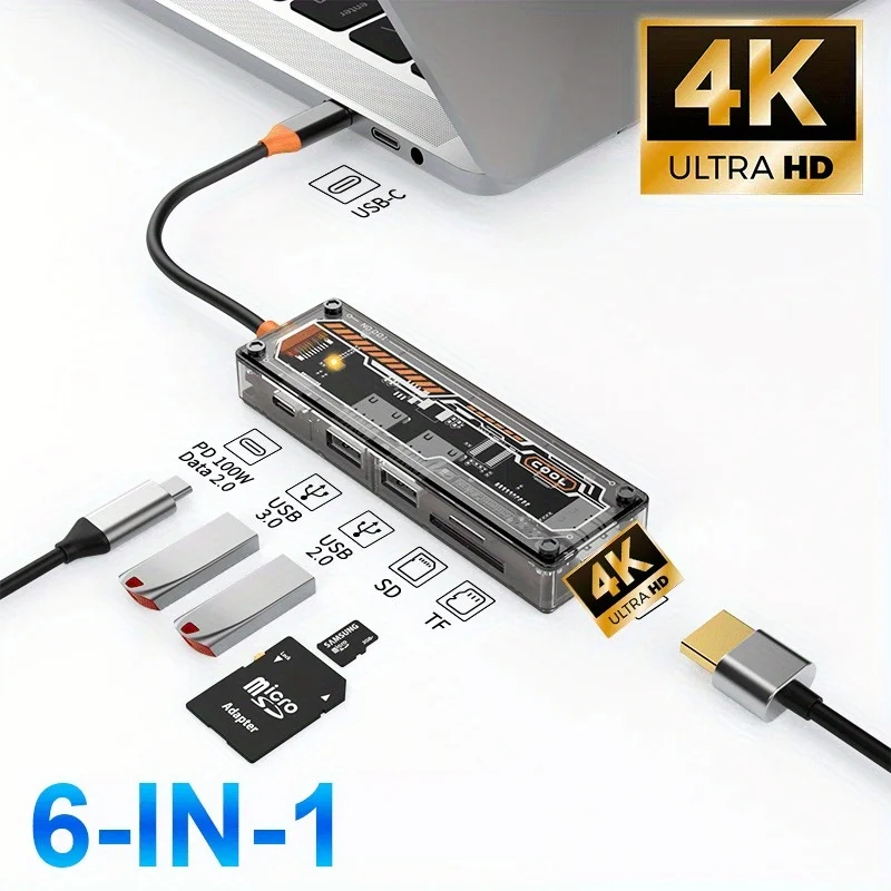 4K-USB-C-Hub für MacBook Pro/Air und iPad Pro – HDMI-kompatibler Audio-/Video-Konverter mit USB-3.0-PD-Typ-C-Kabel. – Detail 3