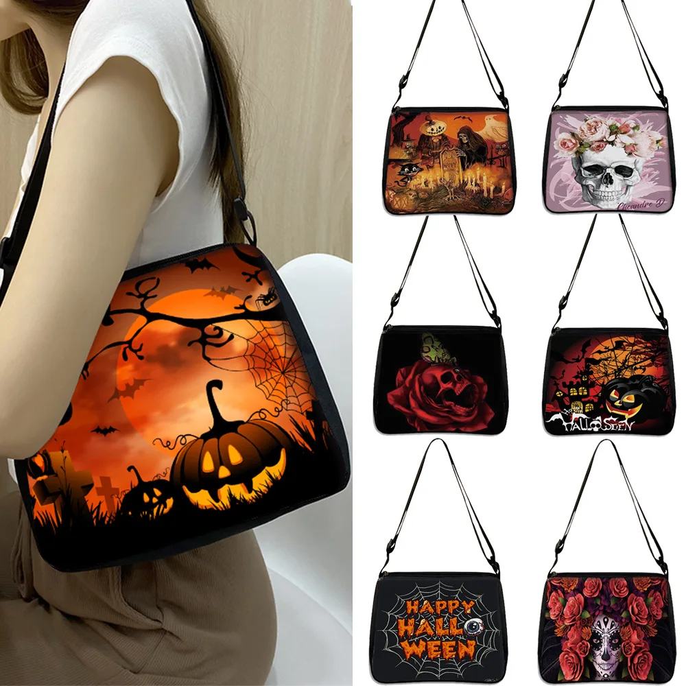 

Halloween Series Printed Casual Tote Bag Women's Handbag Shoulder Bag Travel Lady Polyester Hand Shopping Bag Reusable Beach Bag