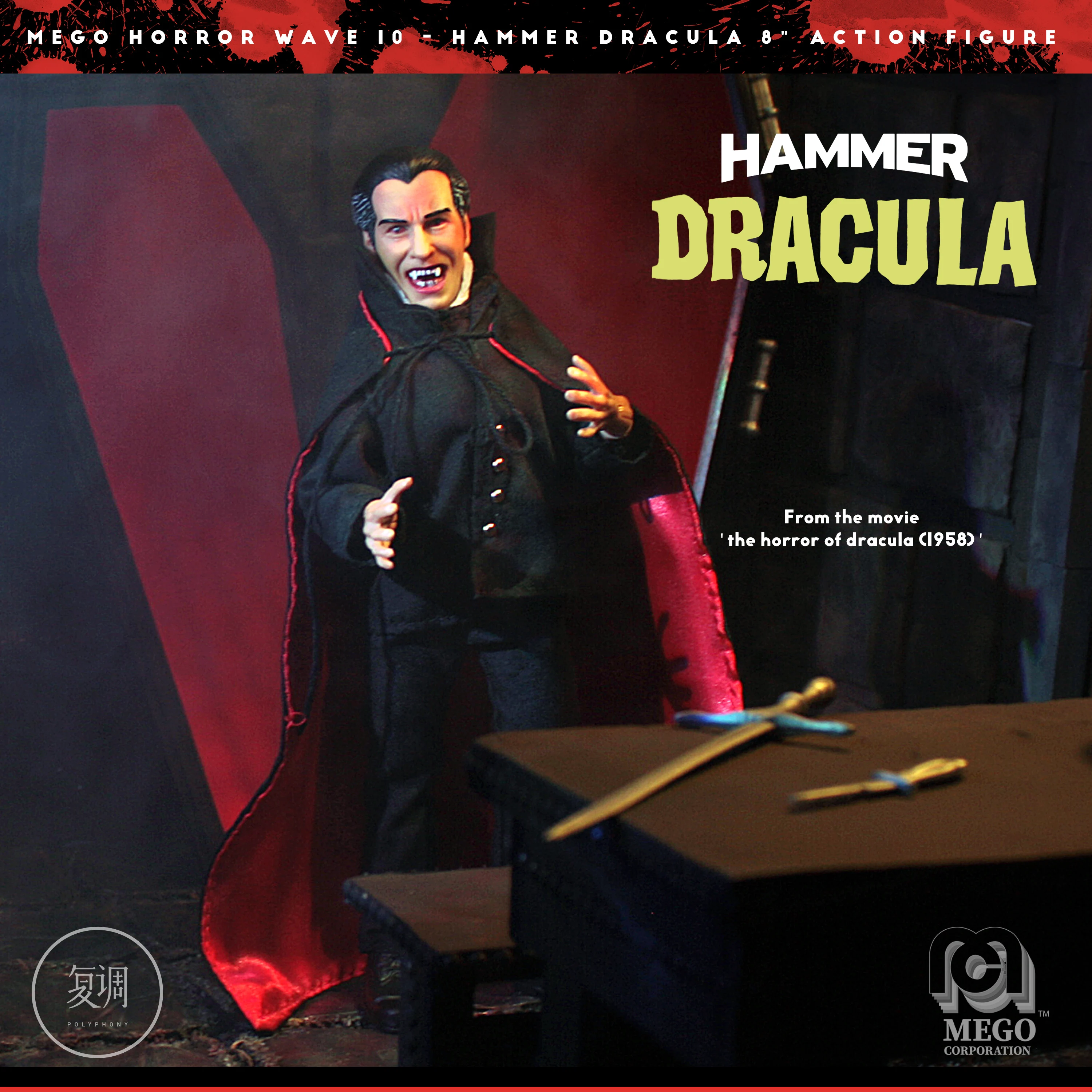 

Mego Hammer Horror Films Dracula 8-Inch Action Figure Carded Genuine In Stock