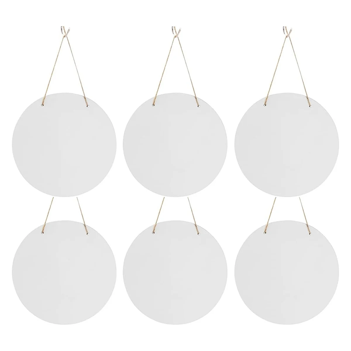 

List6 Pcs 12in Round Sublimation Door Hanger Blanks White Hardboard MDF Blanks Wall Hanging for Heat Press Machine Printing