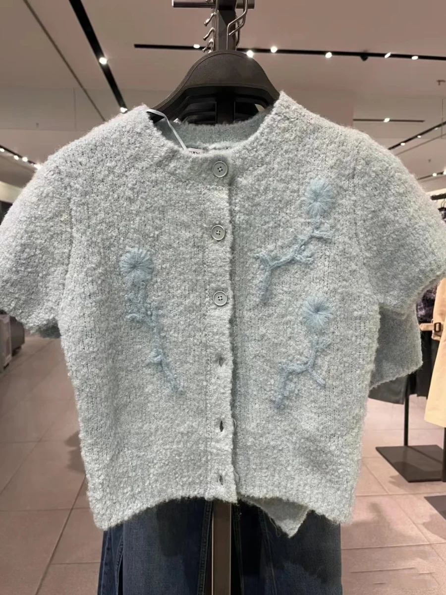 

New Autumn 2025 Soft Blue ort Sve Women's Knitted Sweater ort Fluffy Sweet Sle Japanese Sle Button Cardigan Slim Fit