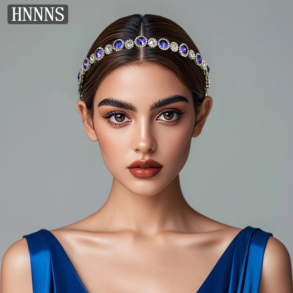 

TOPQUEEN Bridal Wedding Exquisite Water Diamond Hairband Handmade Inlaid Diamond Chain Ladies Elegant Banquet Hair Accessories