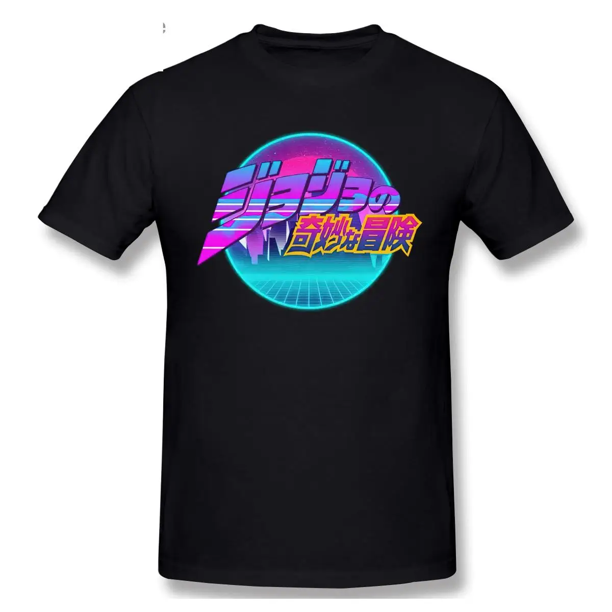 

Fashion Jojo Bizarre Adventure Shirt Men Short Sleeved Retrowave Neon Tshirt Manga T-shirt Cotton Vaporwave Japan Anime Tee Tops