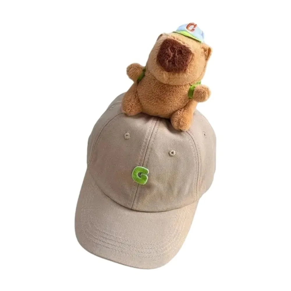 

Cute Breathable Capybara Baseball Cap Embroidered Letters Cotton Peaked Cap Lightweight All-Match Sunscreen Hat Adult