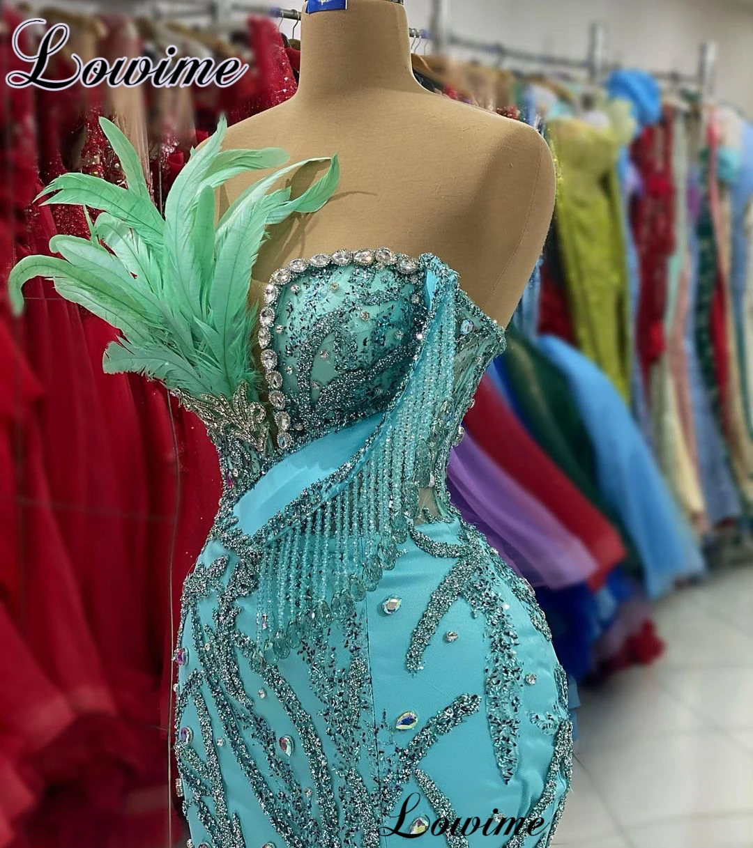 Sky Blue Special Celebrity Dresses For Women 2023 Sleeveless Crystals Opening Ceremony Dresses Vestidos De Gala Red Carpet Dress